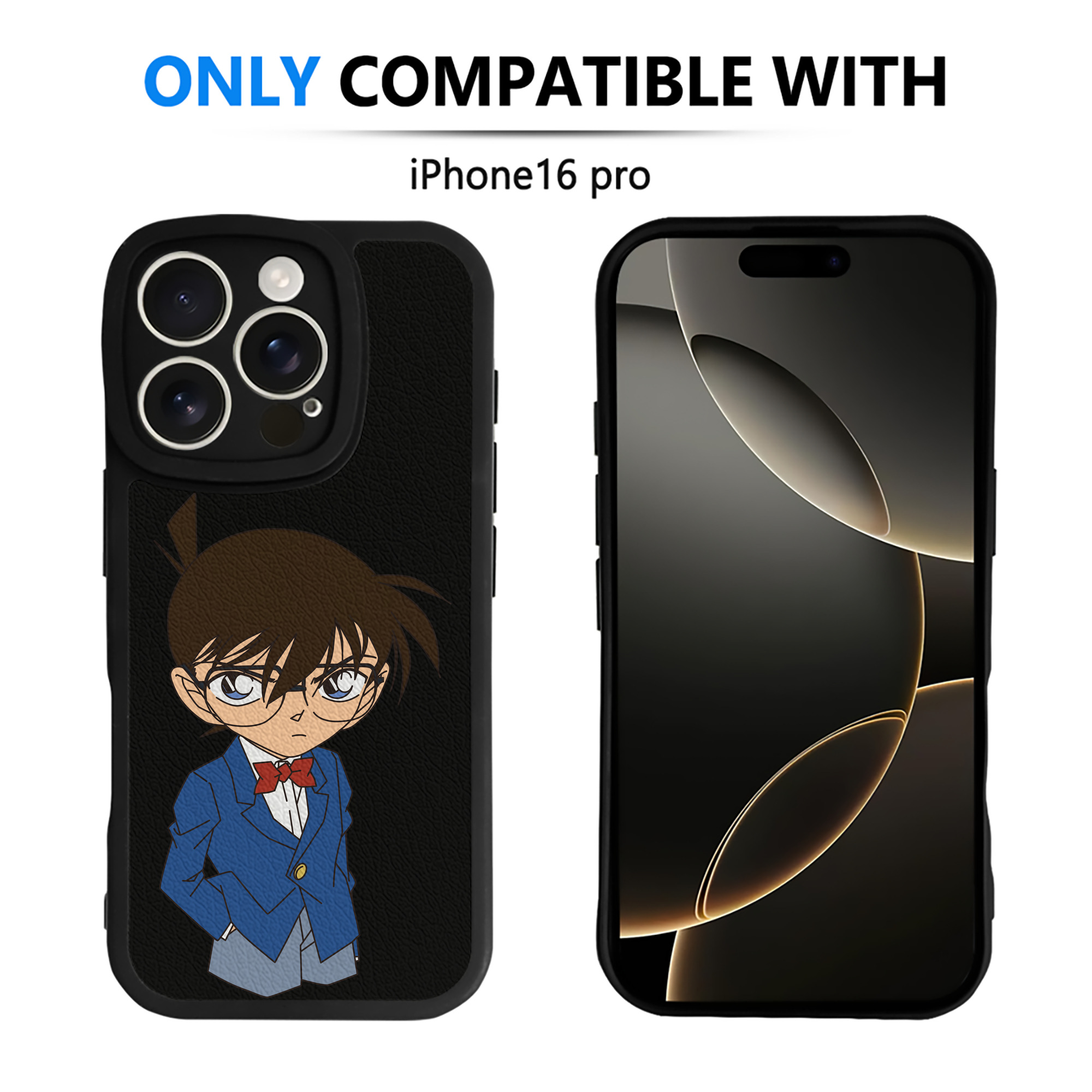（画像用） 名探偵コナン 江戸川 コナン Detective Conan Conan Edogawa 【iPhone 16シリーズ対応】シリコンスマホケース（レザー調） 材質：シリコン
